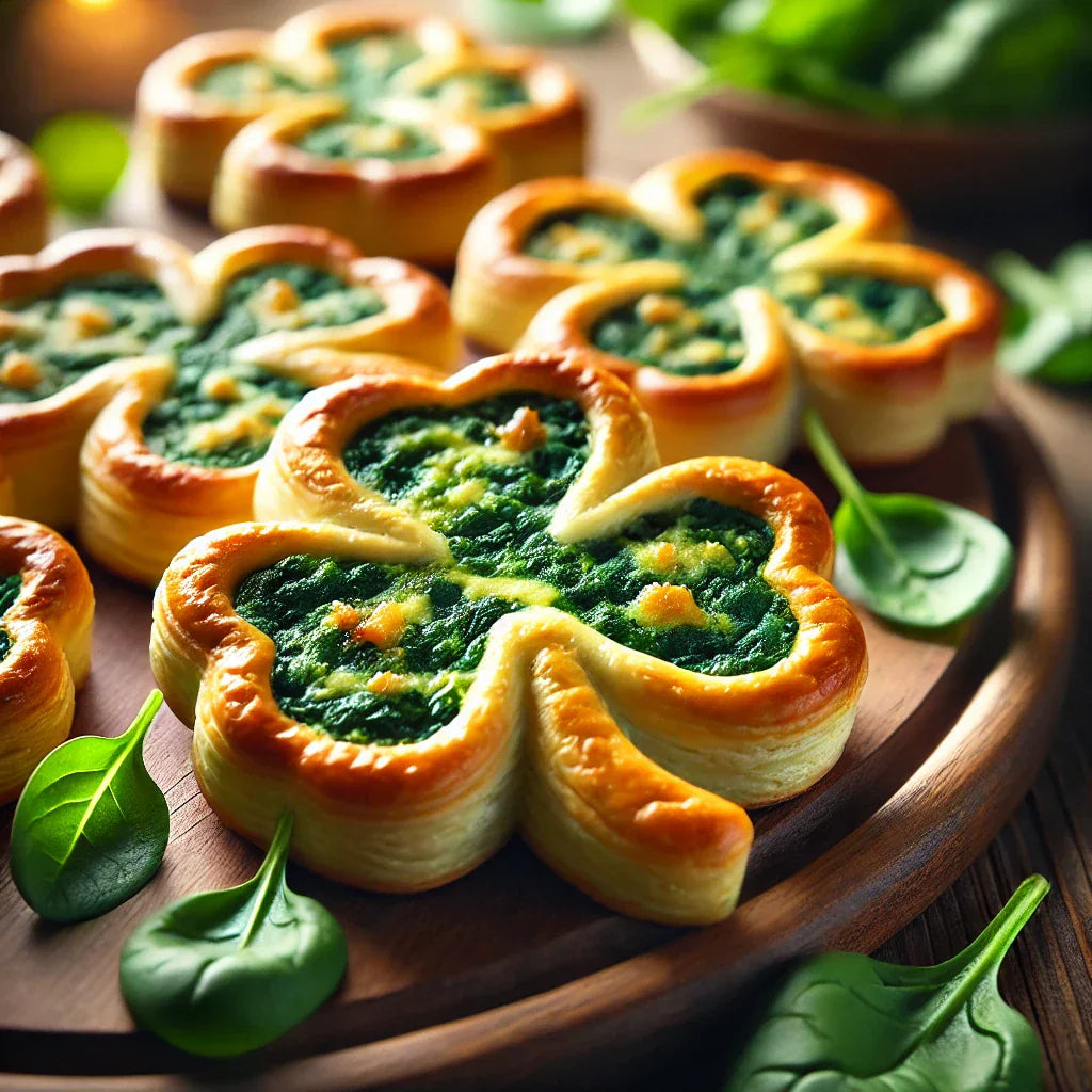 Shamrock Spinach & Cheese Puff Pastry Tarts
